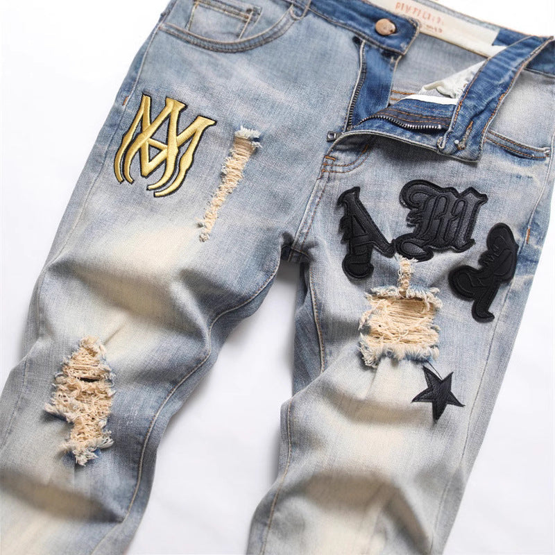 Amiri Stretchy ankle embroidered jeans