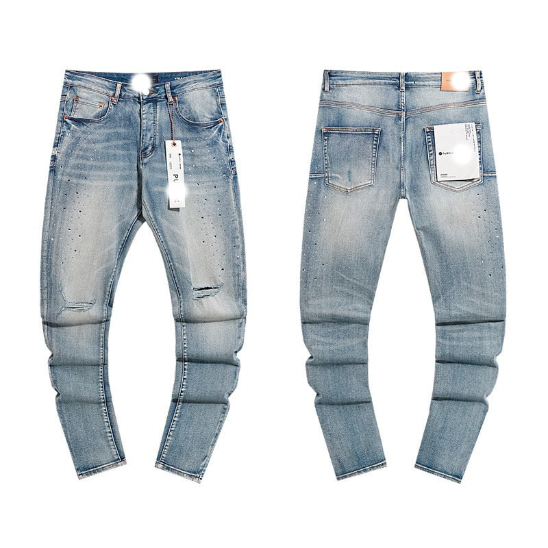 Men's Slim Fit Distressed Cotton Jeans
