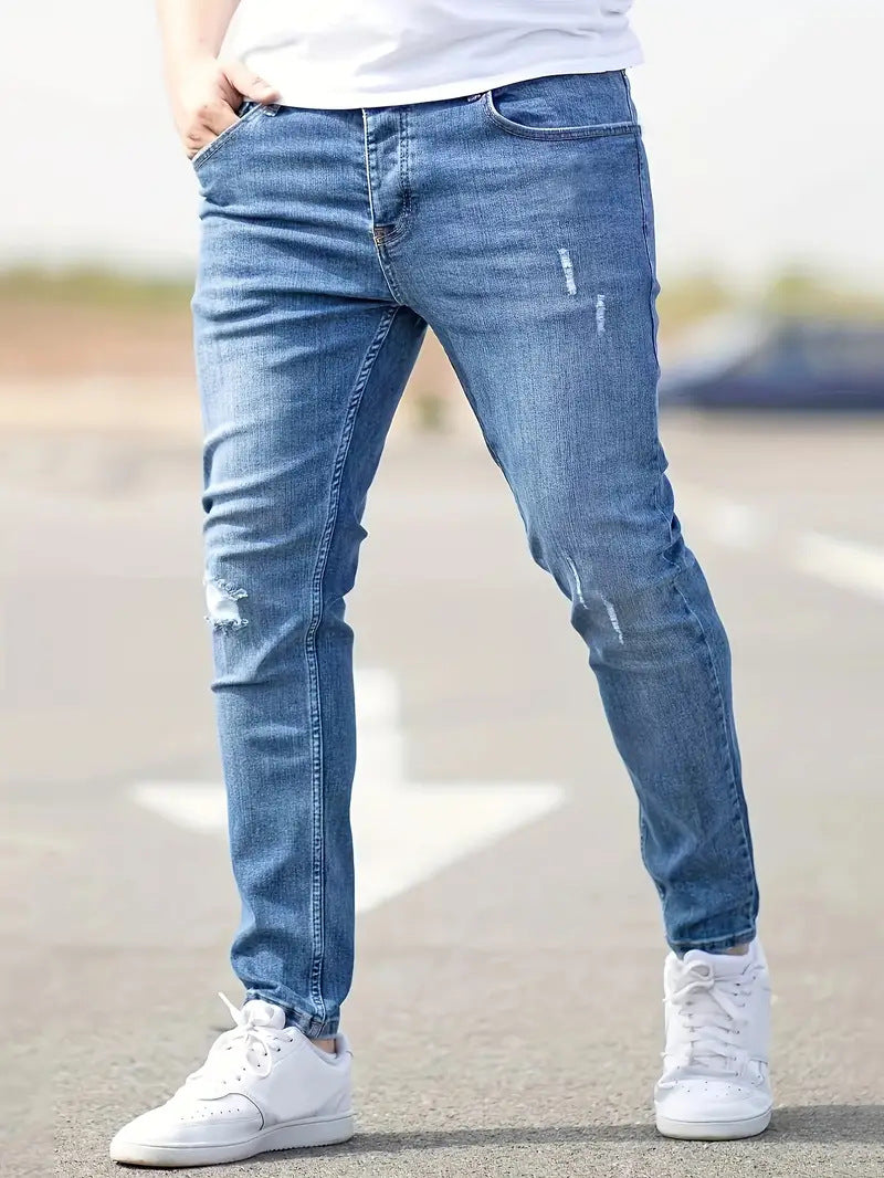 Men's stretchable ankle-length jeans