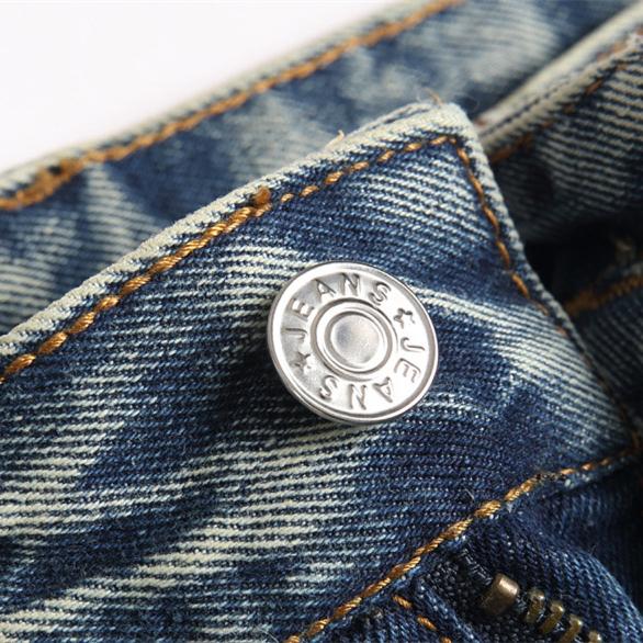 Letter-stitched denim pants