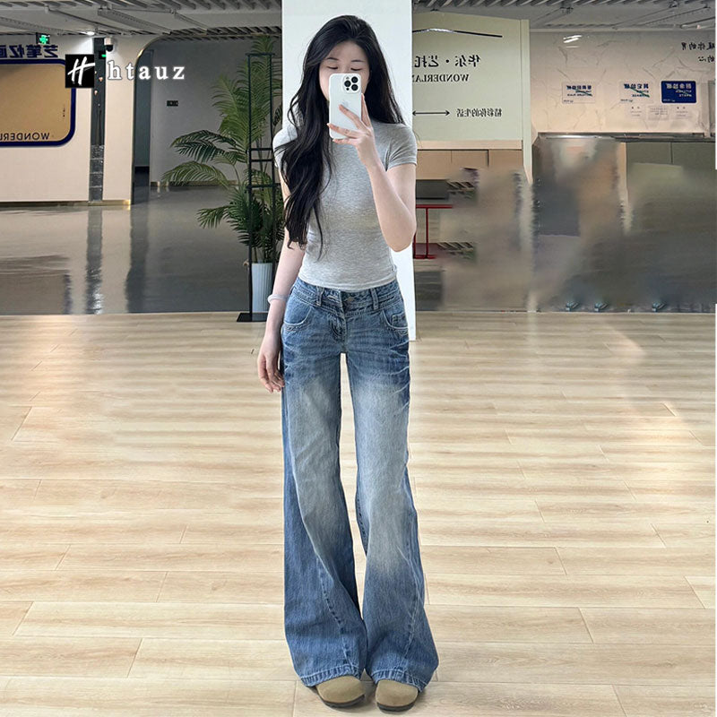 American retro flared jeans for women