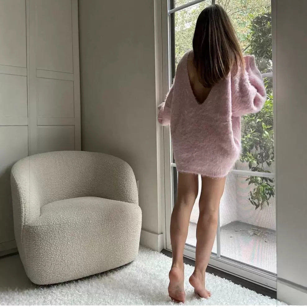 Backless lace-up long-sleeved sweater