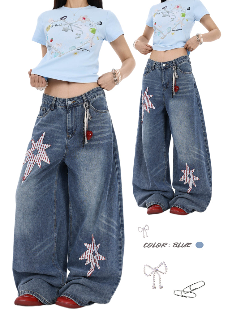 Star patch jeans