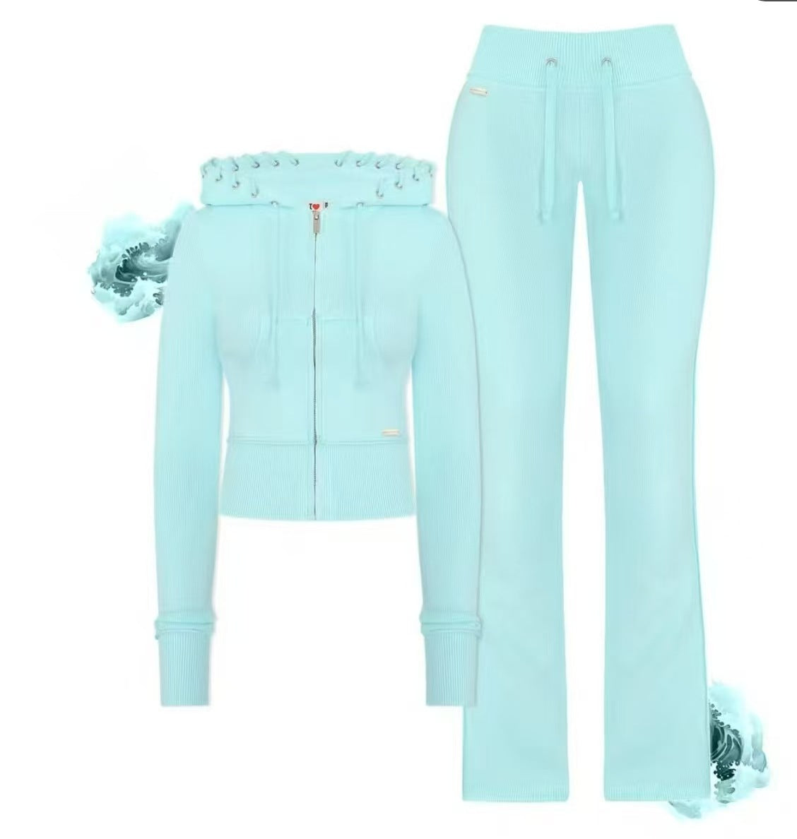 Fashion Color-Block Knit Sweatshirt and Long Pants Set