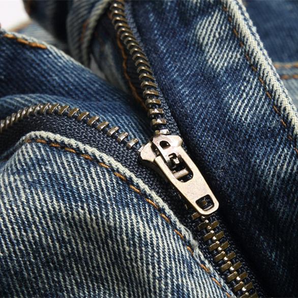 Letter-stitched denim pants