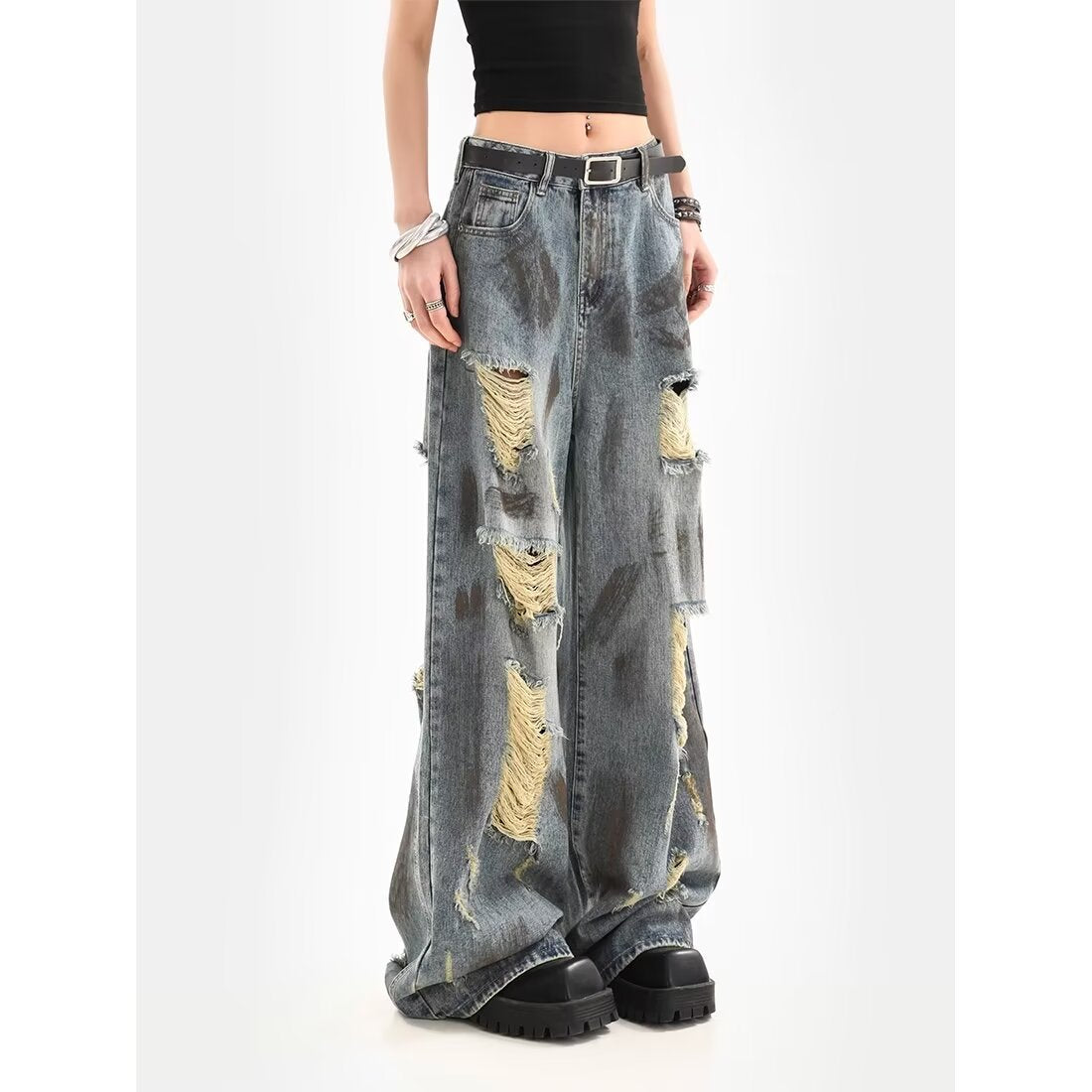 Wasteland Style Distressed Women Jeans