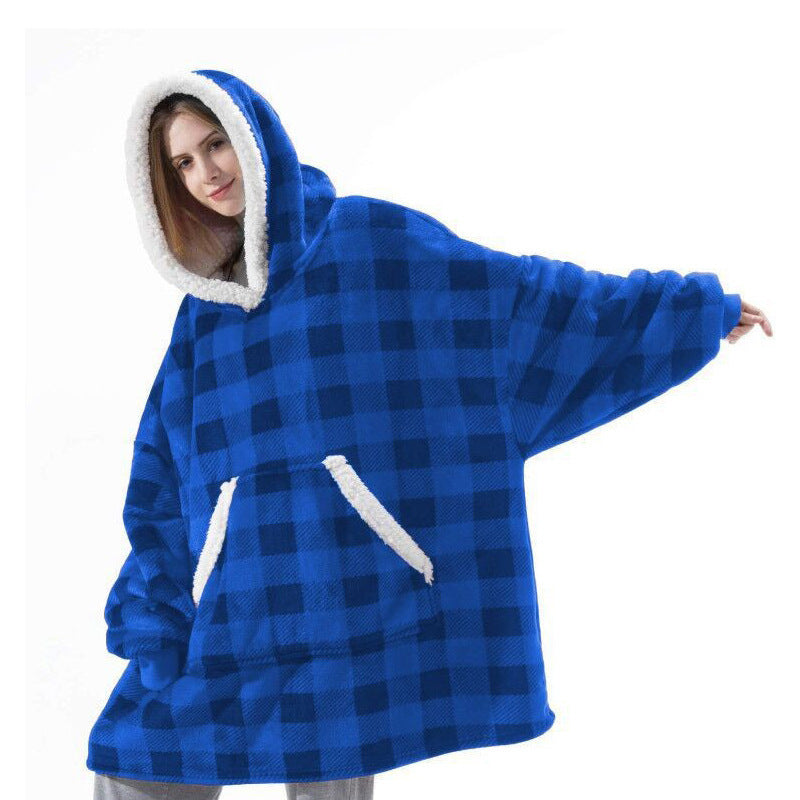 Wearable Flannel Blanket Hoodie for Home and Outdoor