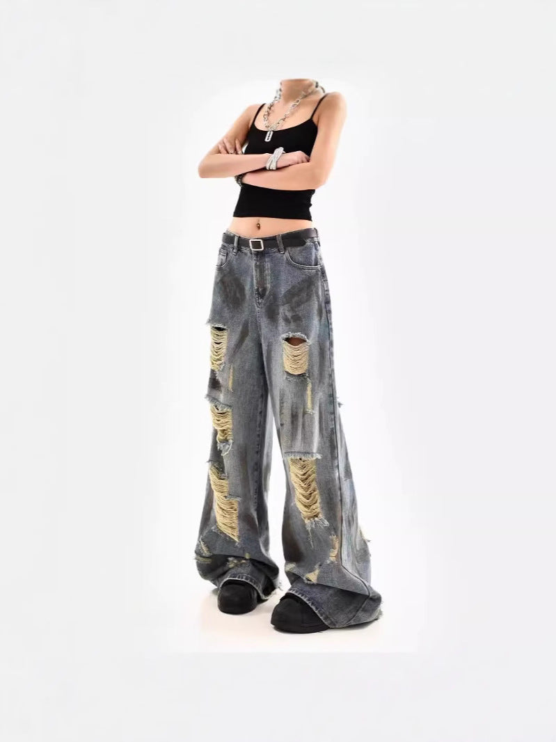 Wasteland Style Distressed Women Jeans