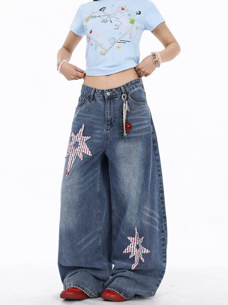 Star patch jeans