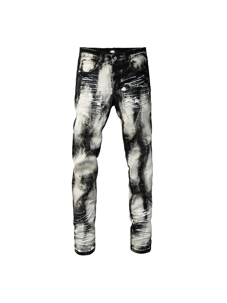 Casual Splashed-Dye Denim Pants