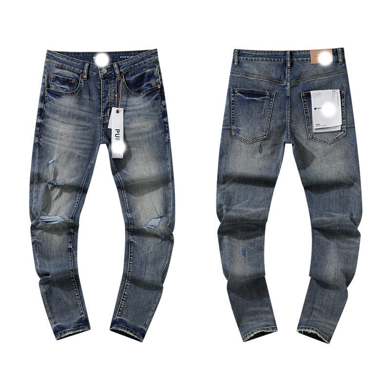 Men's Slim Fit Distressed Cotton Jeans
