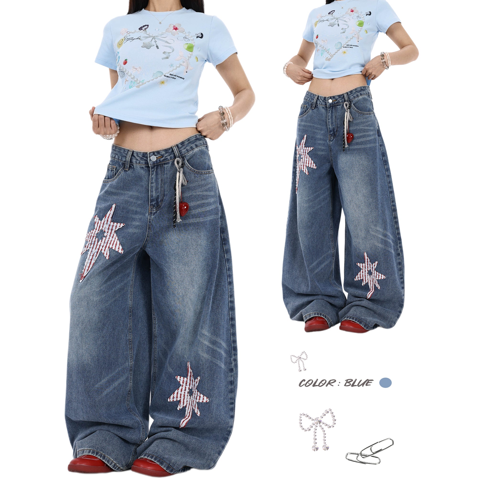 Star patch jeans