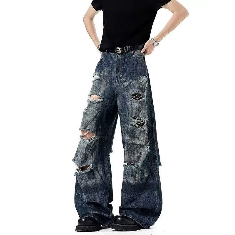 Wasteland wind-breaking hole jeans
