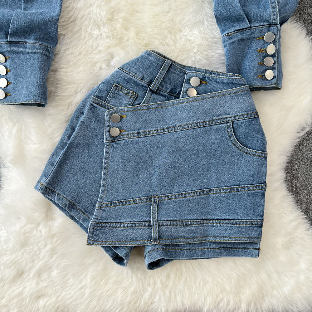 Women's loose-fit denim jacket set