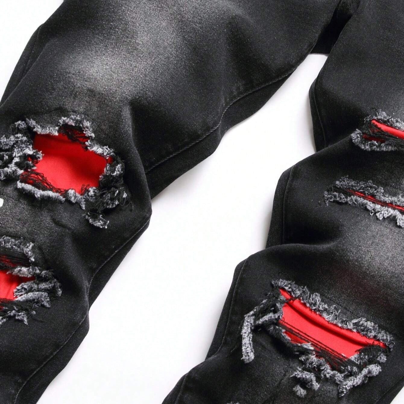 Ripped Black Straight Jeans