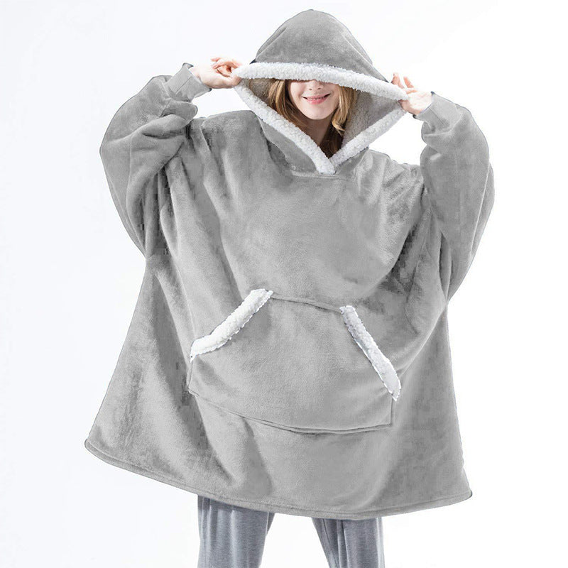 Wearable Flannel Blanket Hoodie for Home and Outdoor