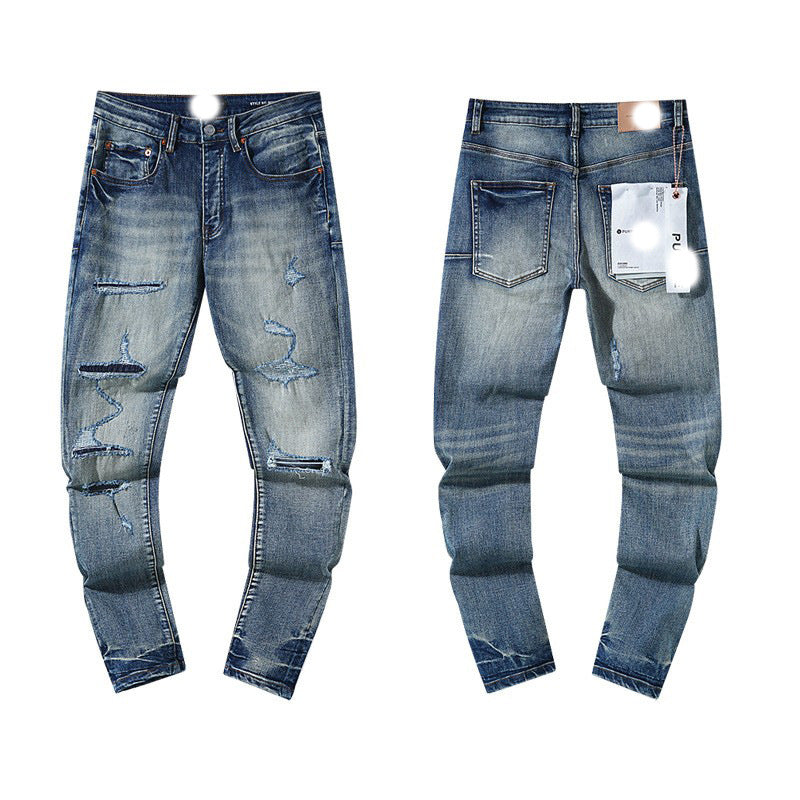 Men's Slim Fit Distressed Cotton Jeans