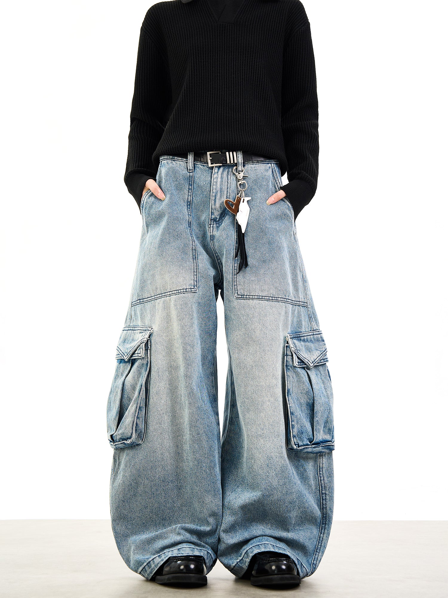 Baggy Washed Blue Cotton Jeans