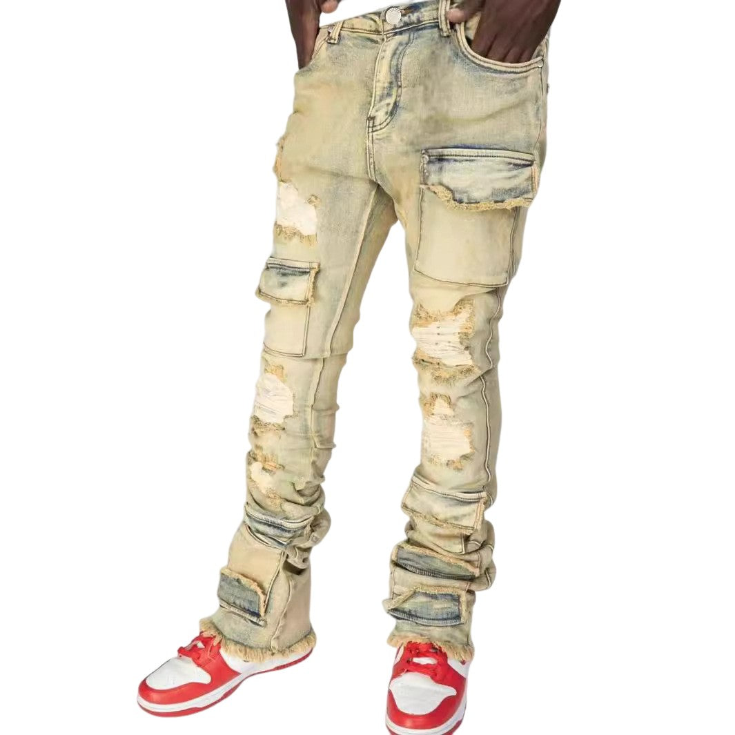 Straight-fit stretch denim pants