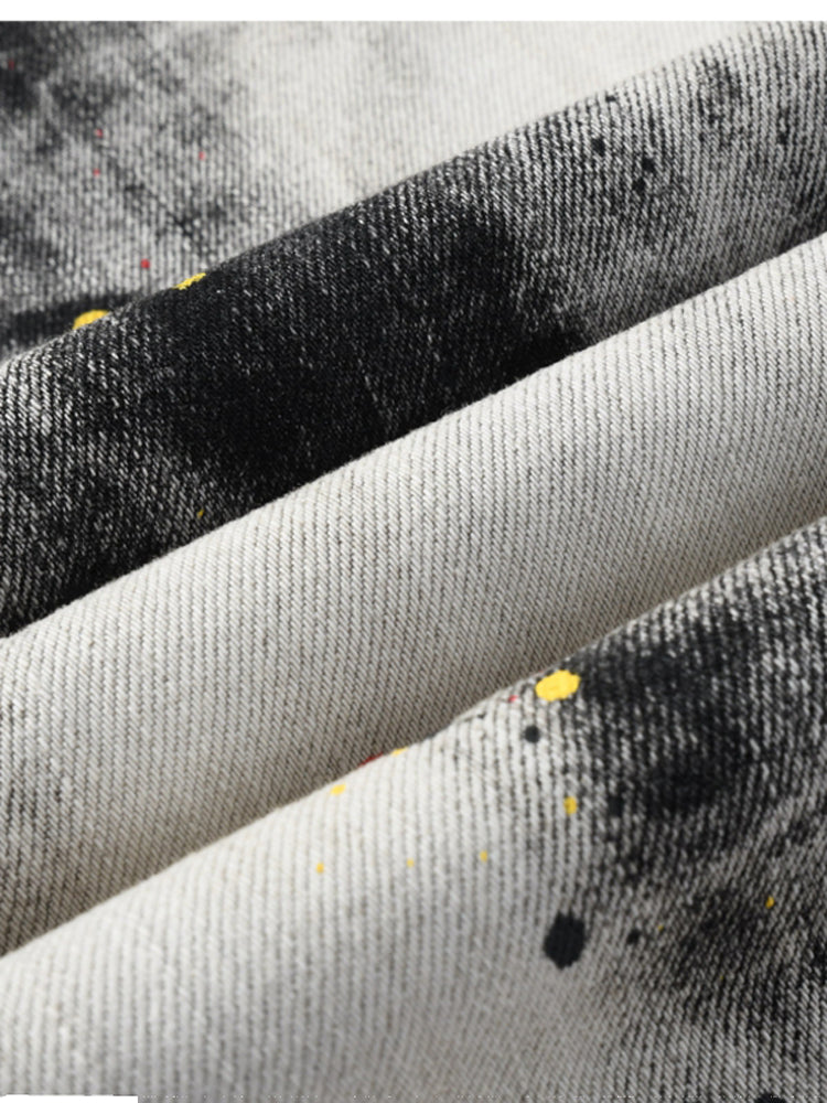 Casual Splashed-Dye Denim Pants