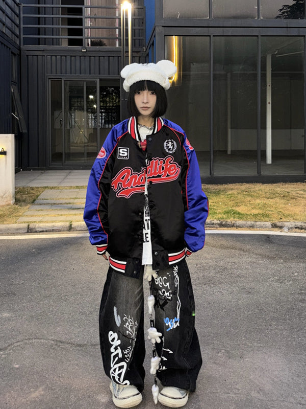 Doodle-style wide-leg jeans