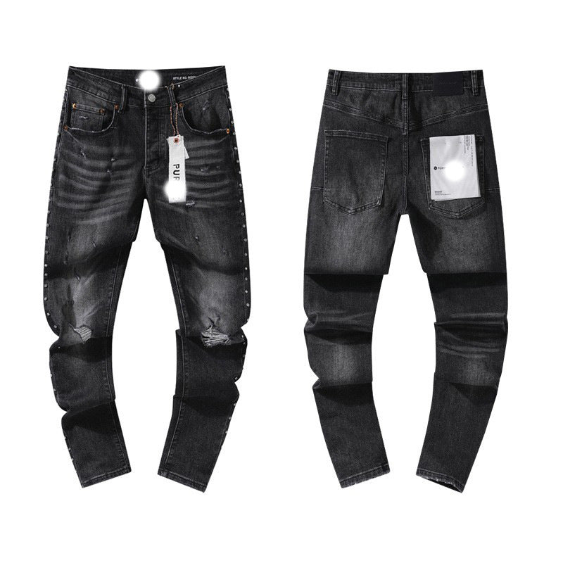 Men's Slim Fit Distressed Cotton Jeans