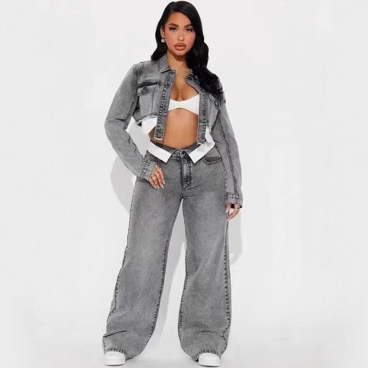 Women's short blouse and long pants set