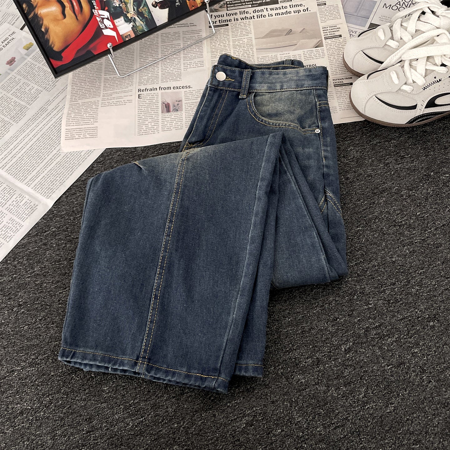 Vintage Washed retro-shaped jeans