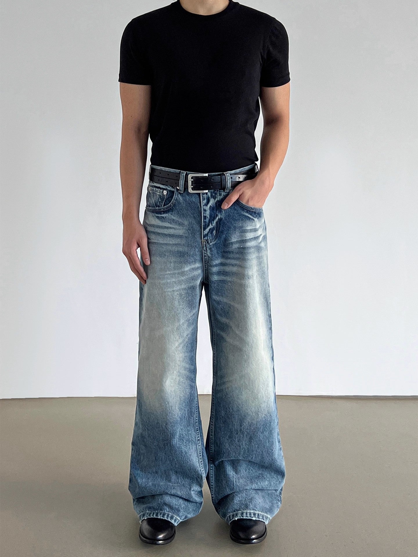 American-Style Washed Denim Jeans for Men