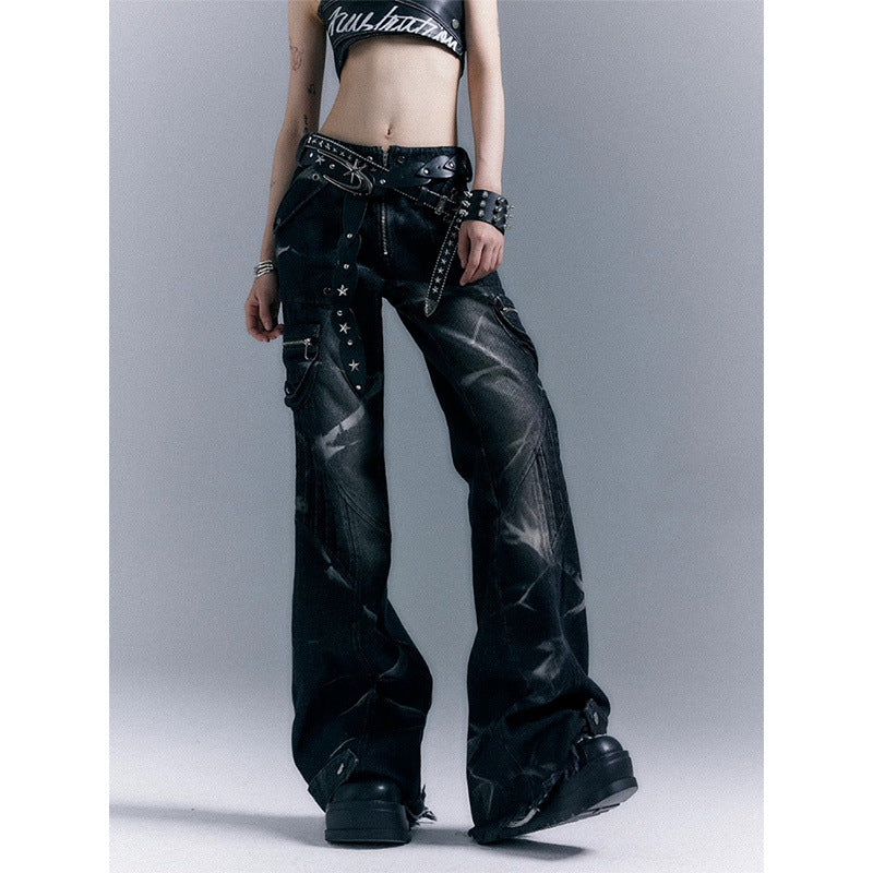 Retro Punk Rock Low Waist Bootcut Jeans