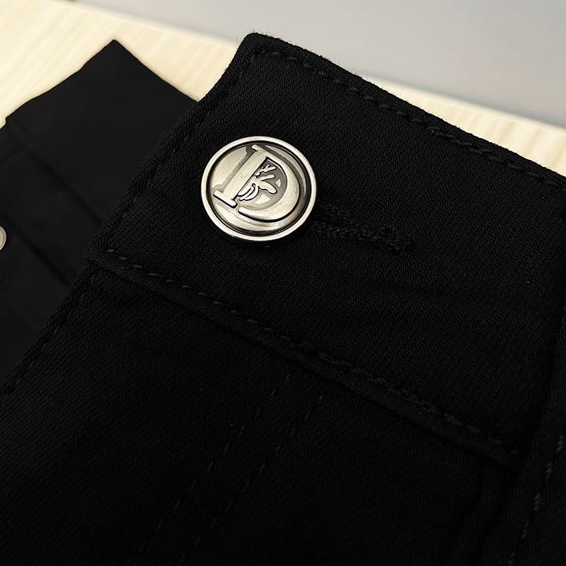 Men's Embroidered Slim-Fit Stretch Jeans