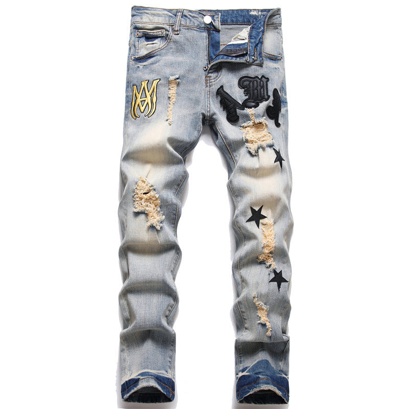 Amiri Stretchy ankle embroidered jeans