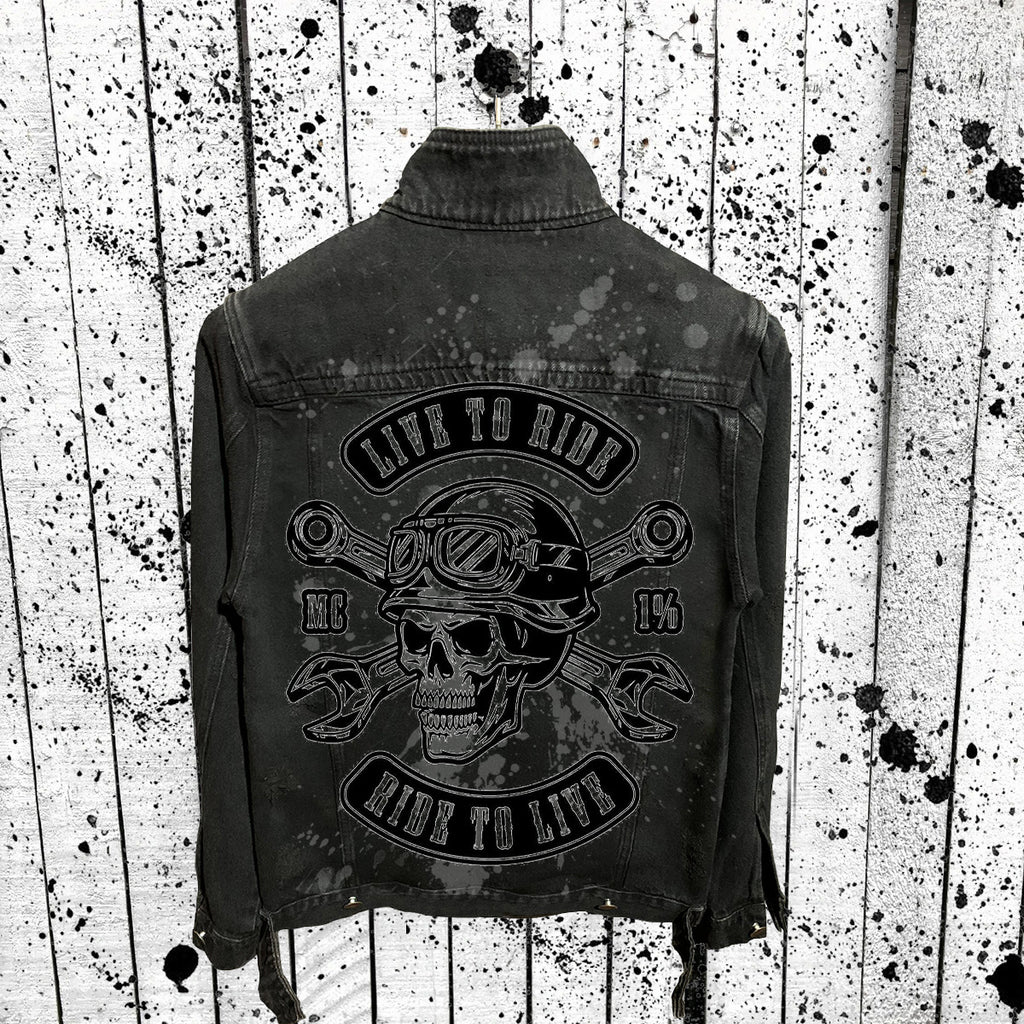 Punk Skull Design Men's Denim Jacket