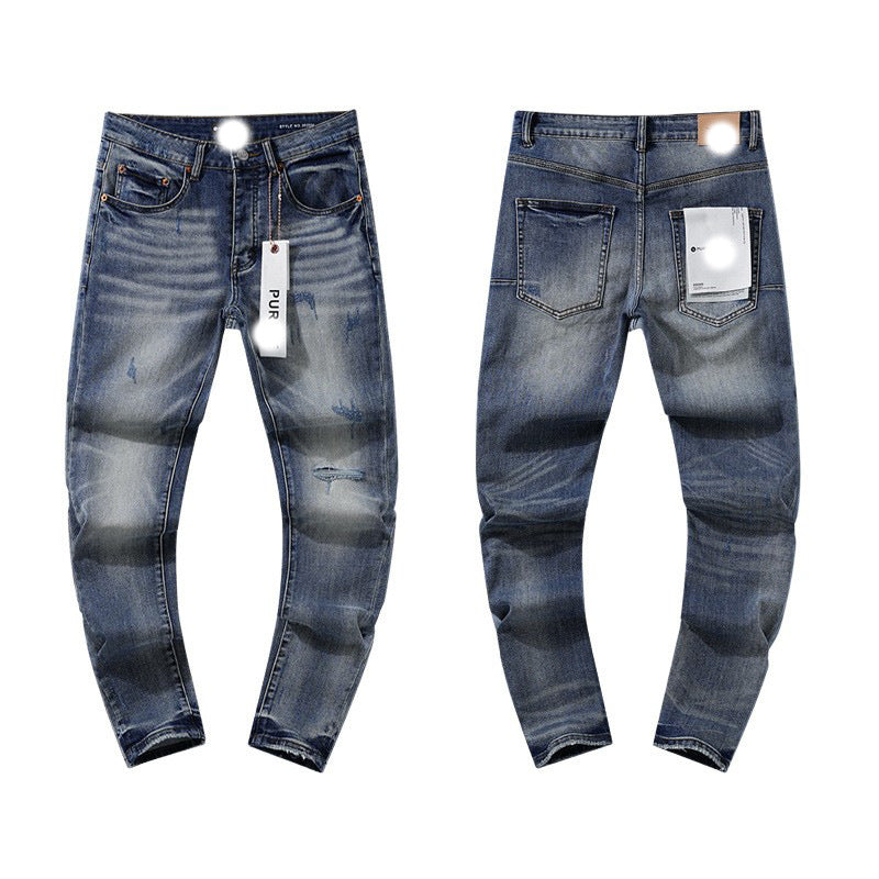 Men's Slim Fit Distressed Cotton Jeans