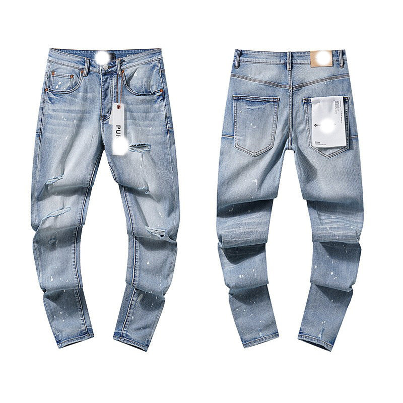 Men's Slim Fit Distressed Cotton Jeans