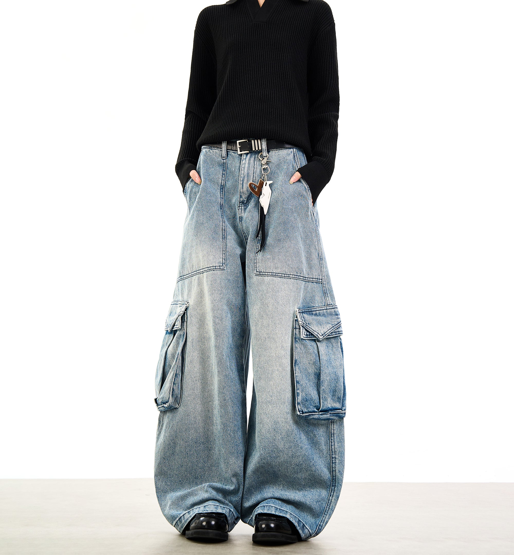 Baggy Washed Blue Cotton Jeans