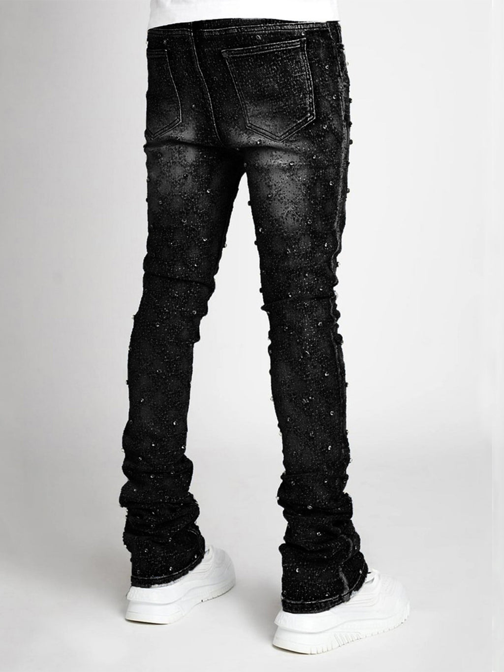 Stretch pearl layered jeans