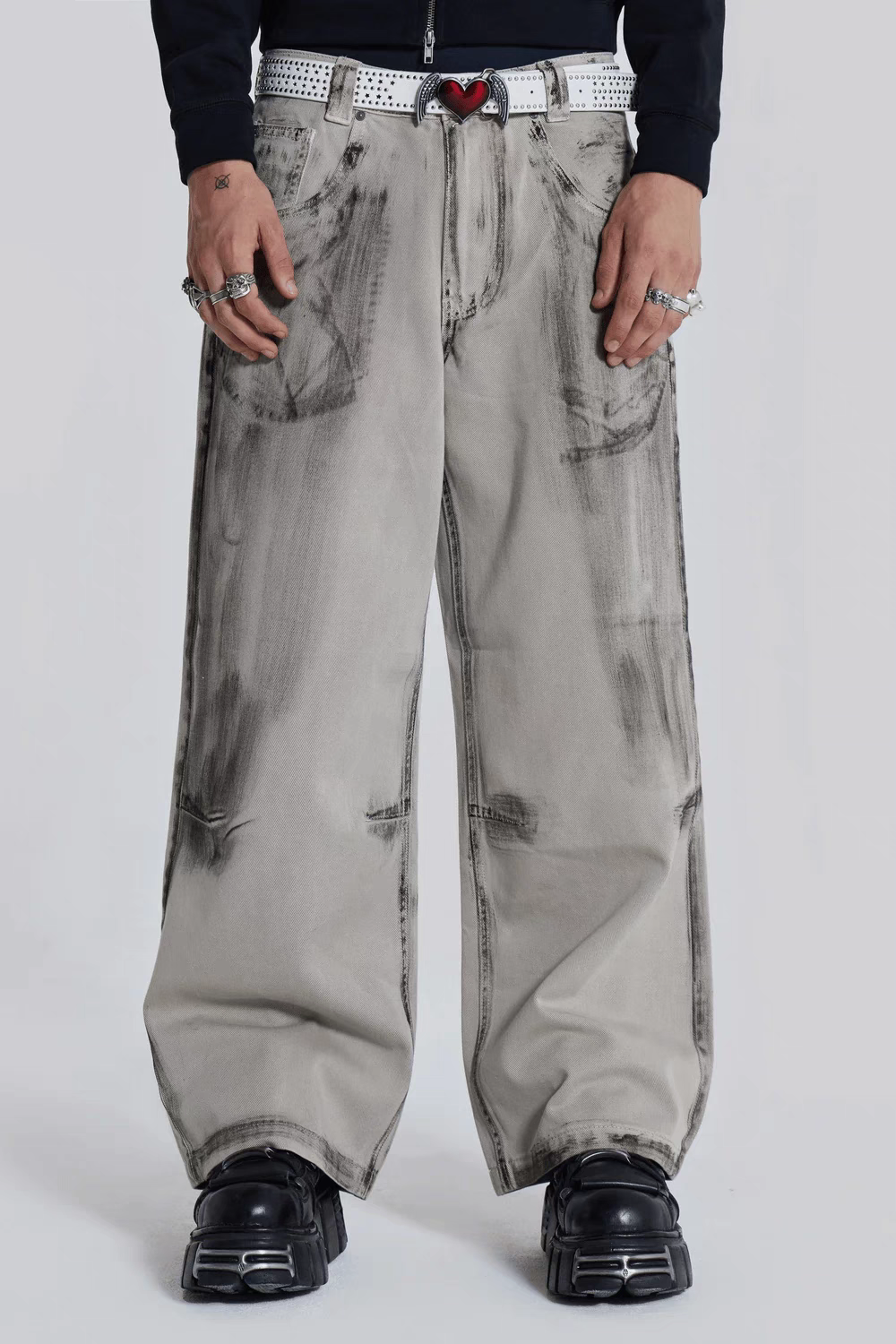 Loose Fit Light Wash Denim Bell-Bottom Jeans