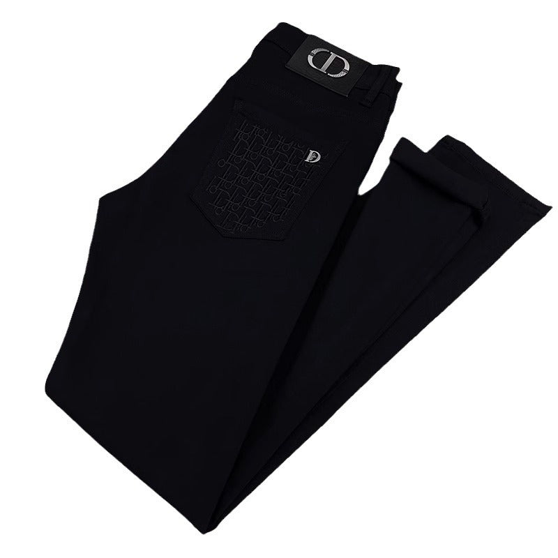 Men's Embroidered Slim-Fit Stretch Jeans