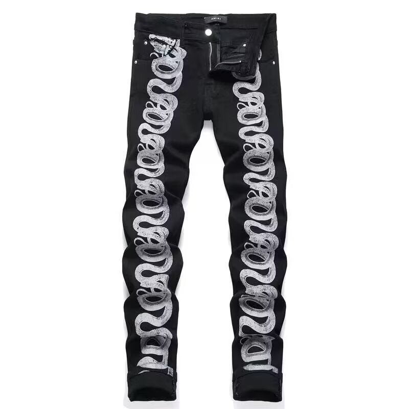 Amiri Slim Fit Embroidered Patch Denim Pants for Men