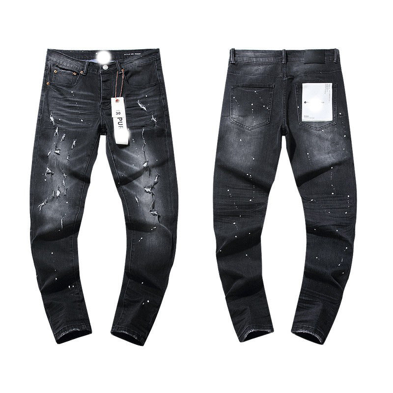 Men's Slim Fit Distressed Cotton Jeans