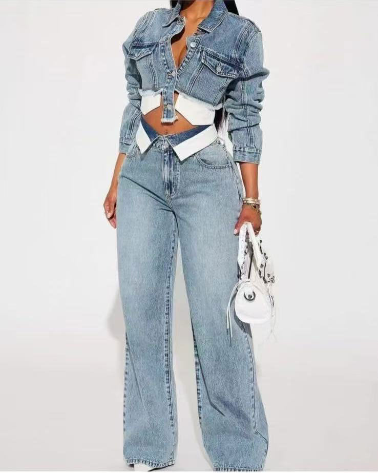 Women's short blouse and long pants set