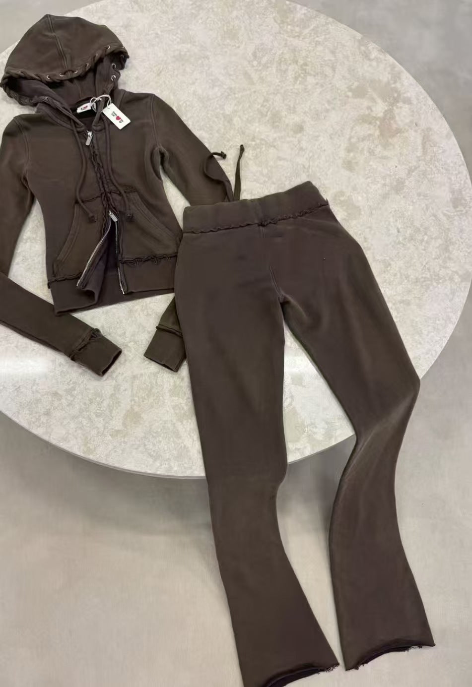 Fashion Color-Block Knit Sweatshirt and Long Pants Set