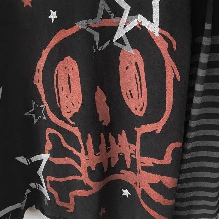 Punk Print Long Sleeve Fake Two Piece T-shirt