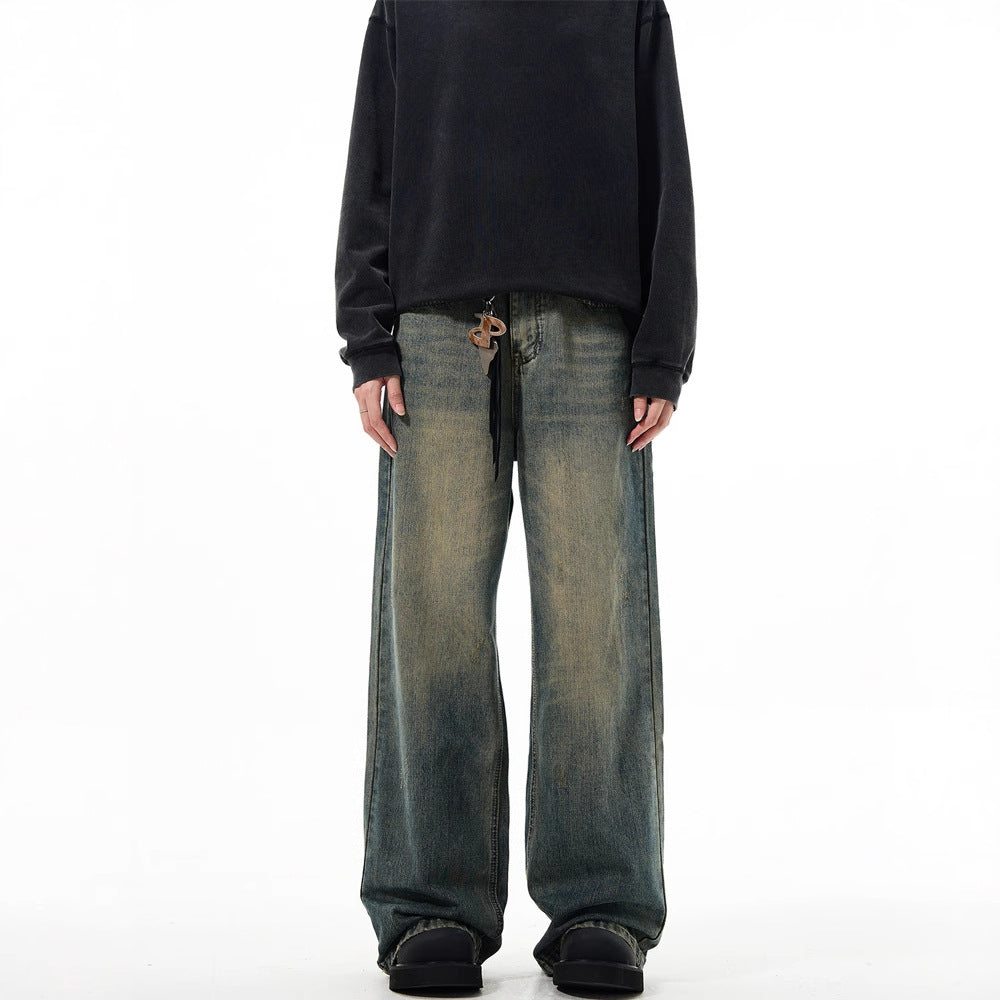 Relaxed straight-leg wide-leg jeans