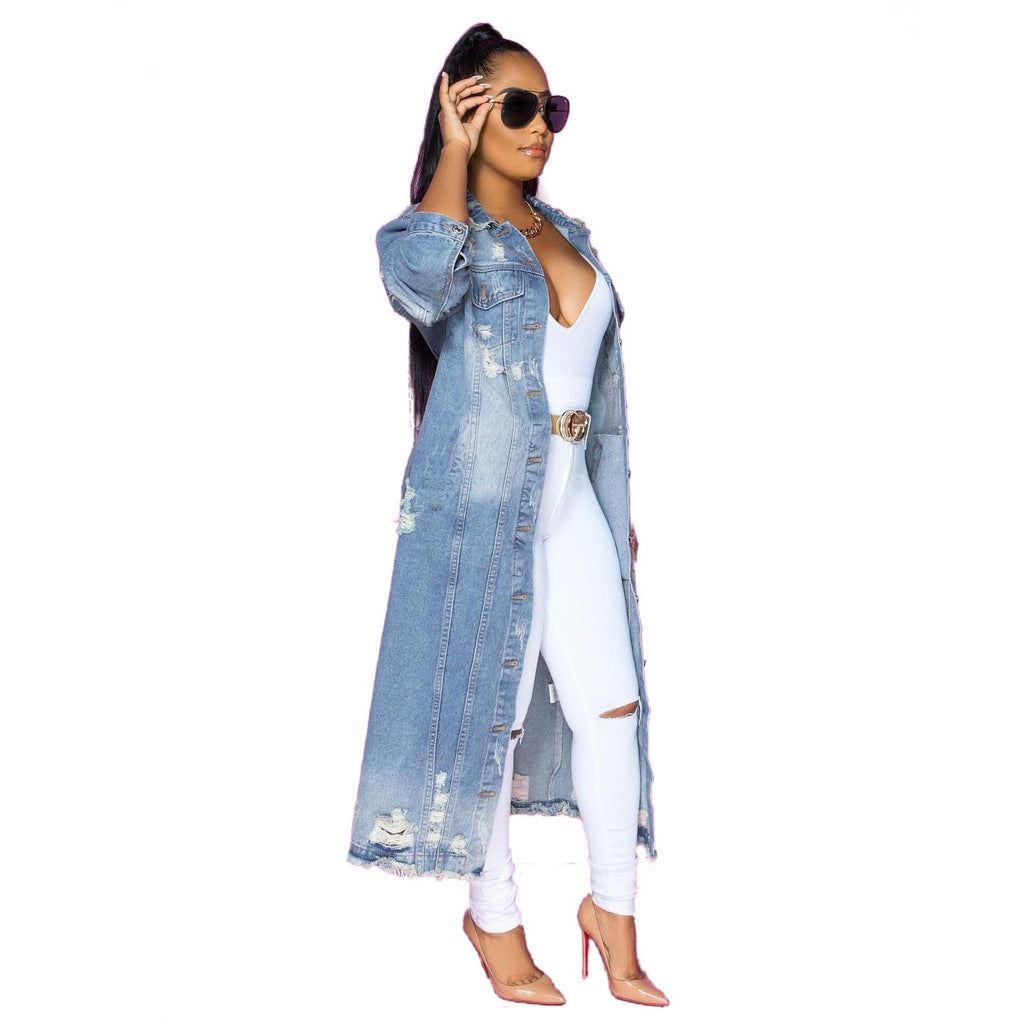 Women's Loose Fit Long Sleeve Denim Jacket