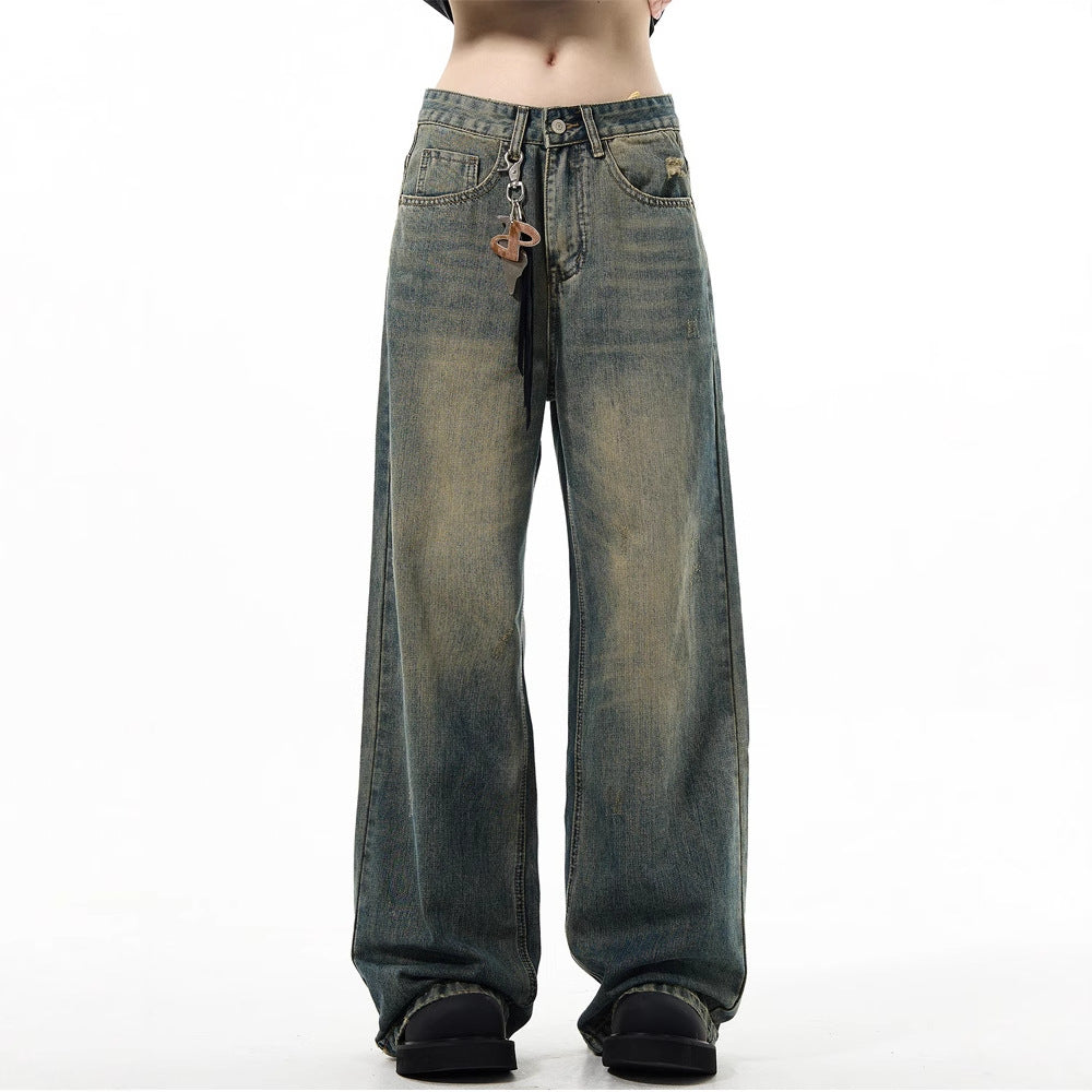 Relaxed straight-leg wide-leg jeans