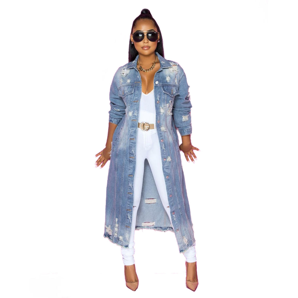 Women's Loose Fit Long Sleeve Denim Jacket