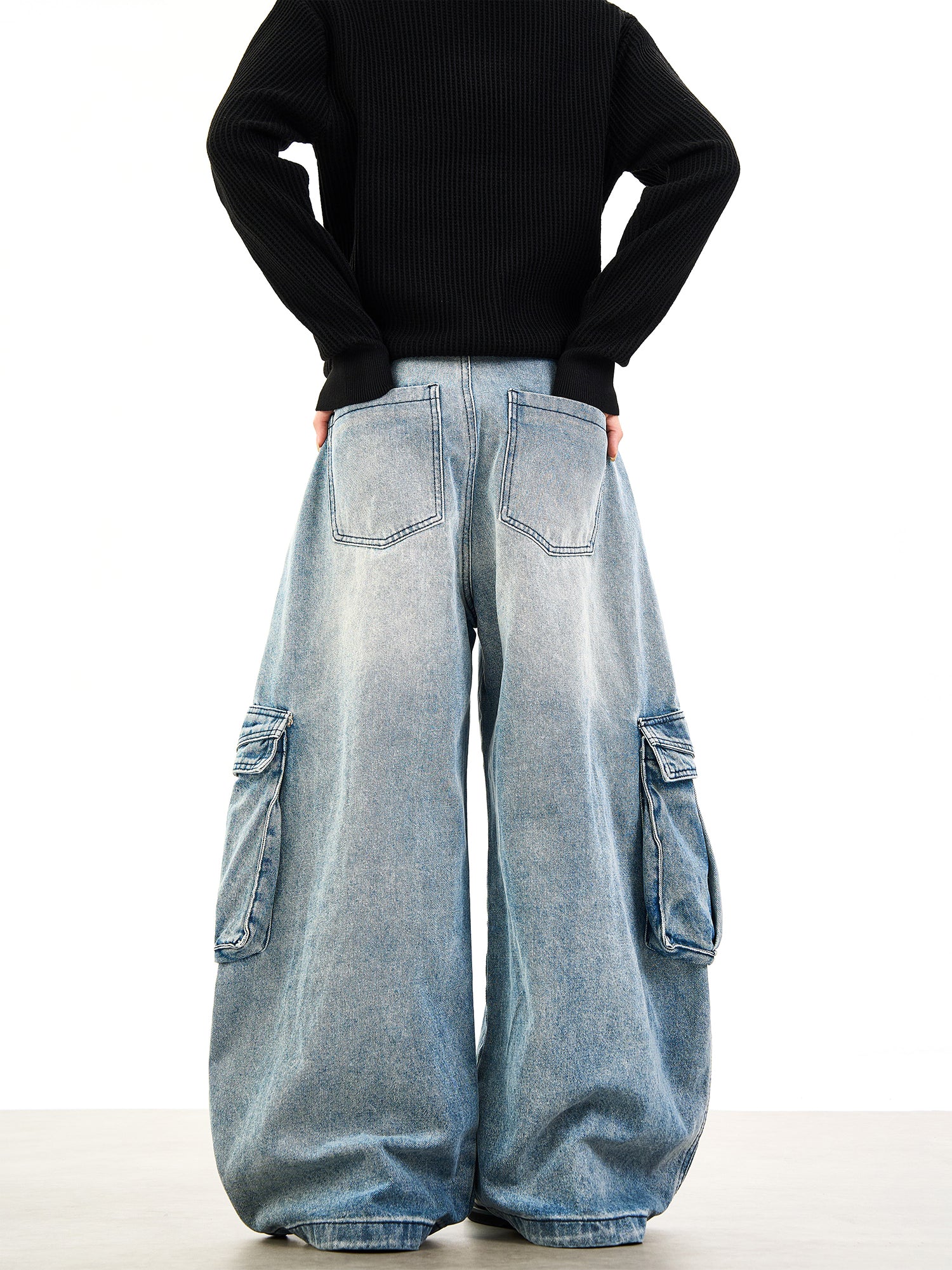 Baggy Washed Blue Cotton Jeans