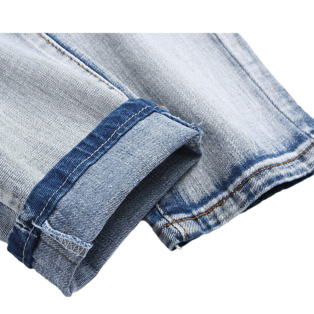 Amiri Blue Embroidered Distressed Patchwork Slim-Fit Jeans